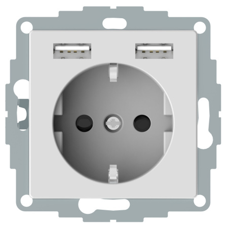SE Merten SM Aquain  Бел Актив Розетка Schuko с 2 USB c зарядным устройством 2,4 A MTN2366-0325