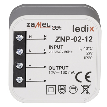 Zamel Блок питания LED 12V DC 2W в монт.коробку ZNP-02-12
