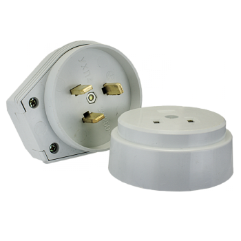 EKF PROxima Разъем РШ-ВШ 32А 250В 2P+PE (ОУ) пластиковый бел.