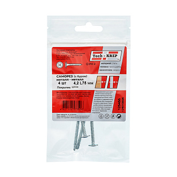 Tech-Krep Саморез ШСММ св. 4,2х75 (4 шт) - пакет 125455