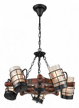 VELANTE 561-703-05 Светильник подвесной Дуб, Черный/Янтарный E27 5*40W