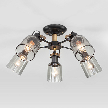 Eurosvet Потолочная люстра со стеклянными плафонами 70111/5 черный a047617