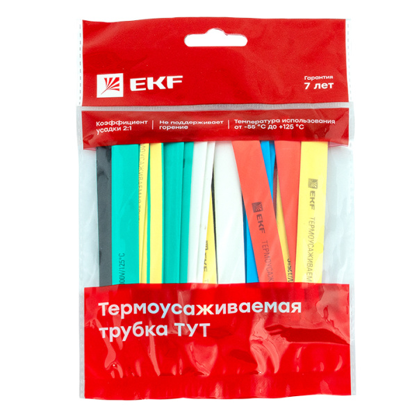 Купить EKF PROxima Термоусаживаемая трубка ТУТ нг 8/4 набор:7 цветов по 3шт. 100мм.
