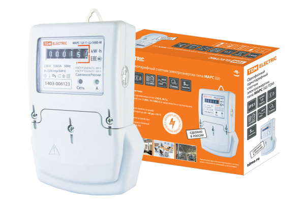 TDM Счетчик МАРС-1,0-11-Ш-10(100)-М (1ф, 1тар, монт.панель, мех.ОУ) SQ1105-0019
