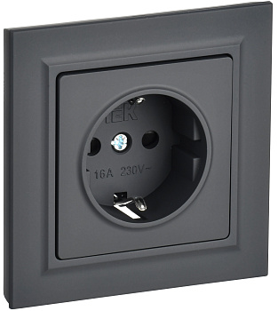 IEK BRITE Графит Роз. с з/к/ш 16А в сборе РСР14-1-0-БрГ