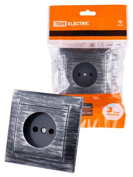 TDM Розетка 2П 10А 250В старинное серебро "Лама" SQ1815-0663