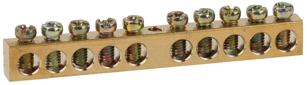 ЭРА Шина ЭРА NO-122-15 PEN земля-ноль 6х9мм 10/1 латунная с креплениями по центру