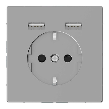 SE Merten D-Life Нержавеющая Сталь Розетка Schuko с 2 USB c зарядным устройством 2,4 A MTN2366-6036