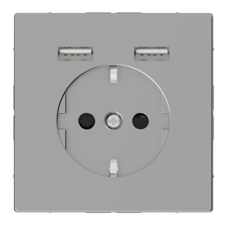 SE Merten D-Life Нержавеющая Сталь Розетка Schuko с 2 USB c зарядным устройством 2,4 A MTN2366-6036