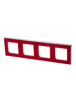 ABB EPJ Levit красный / дымчатый чёрный Рамка 4 поста 2CHH015040A6065