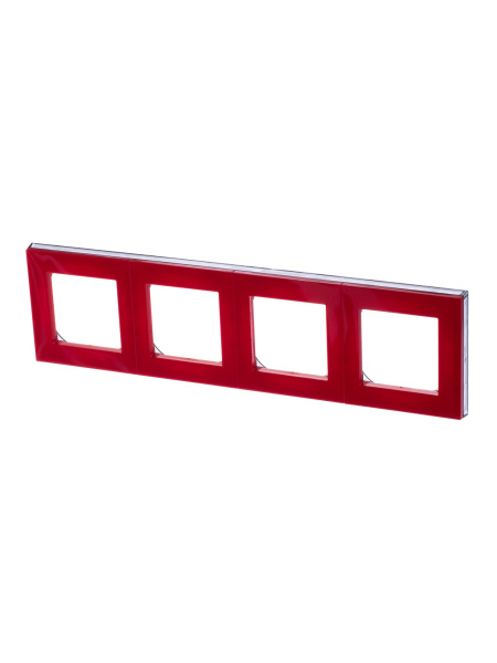 ABB EPJ Levit красный / дымчатый чёрный Рамка 4 поста 2CHH015040A6065