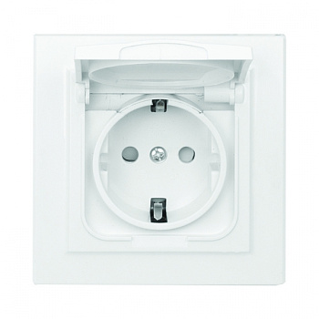 EKF Basic Минск Белый Розетка , с/з, со шторками и крышкой, 16А, IP44, СП