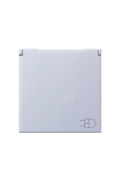 Купить ABB NIE Zenit Серебро Розетка с/з с защитными шторками с крышкой 2 мод 2CLA228810N1301