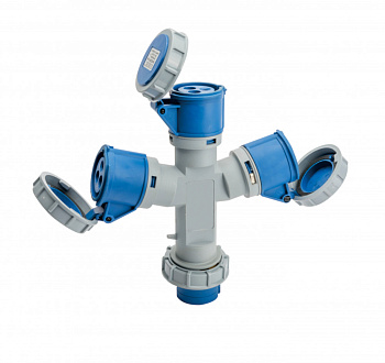 Dekraft Адаптер трехлучевой 2Р+РЕ 16А 250В IP67 АП-103