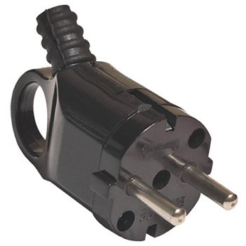 UNIVersal Вилка Черн угловая с ушком с/з 16А 250В А0112