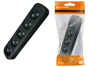 TDM Колодка розеточная 5 гнезд 2П б/з 10А 250В черная SQ1806-0134