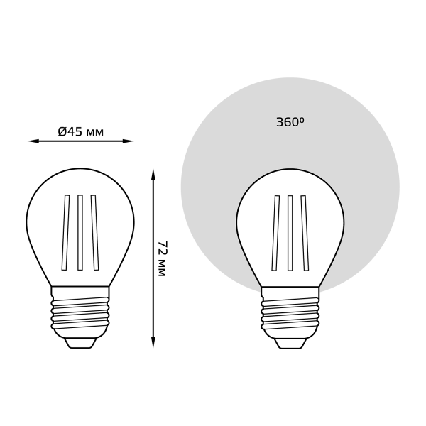 Купить Gauss Лампа Filament Шар 7W 580lm 4100К Е27 шаг. диммирование LED 105802207-S