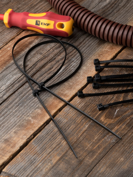 Купить EKF PROxima Хомут P6.6 стандартный (ч), 3.6x250 (100шт) FlexLock