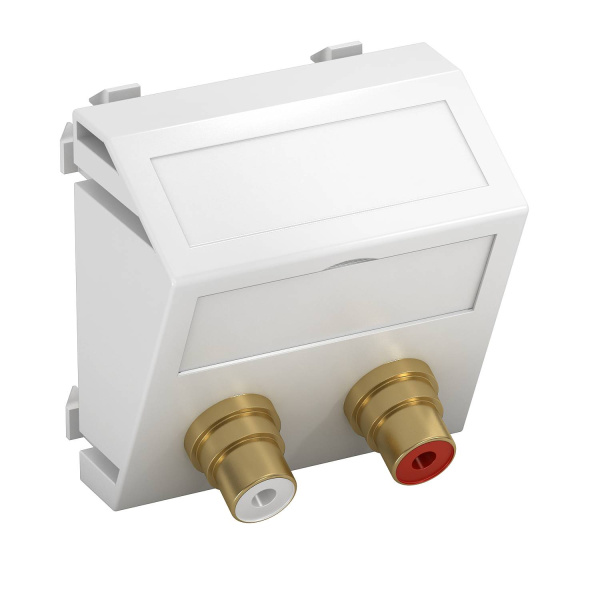 OBO Bettermann Розетка мультимедийная Audio-Cinch, 1 модуль Modul45, 45х45 мм (наклонная), белая 6105078