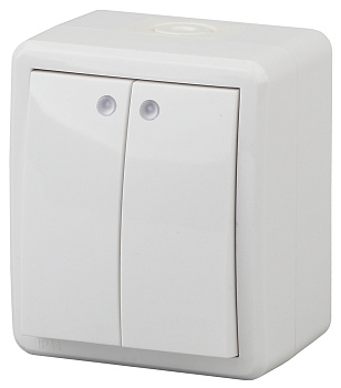 ЭРА 11-1405-01 Эксперт Белый Выключатель Выключатель 2-кл с подсветкой ОУ IP54