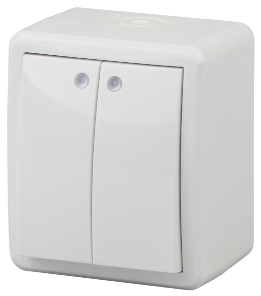 ЭРА 11-1405-01 Эксперт Белый Выключатель Выключатель 2-кл с подсветкой ОУ IP54