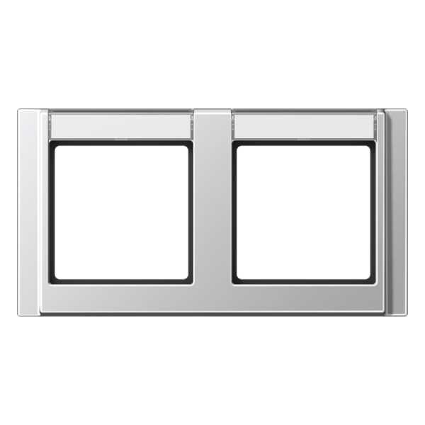 JUNG A 500 Алюминий Рамка 2-ая с шильдиком горизонтальная A5820NAAL