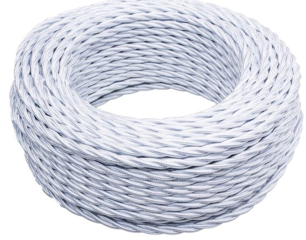 BIRONI Белый глянец Витой провод 2*0,75 50м B1-422-071-50