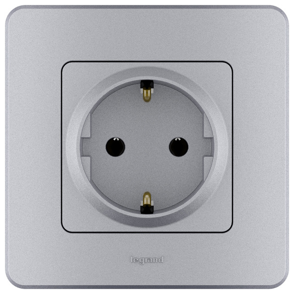 Купить Legrand INSPIRIA Алюминий Розетка 2К+З - немецкий стандарт - 16 А - 250 В 673722