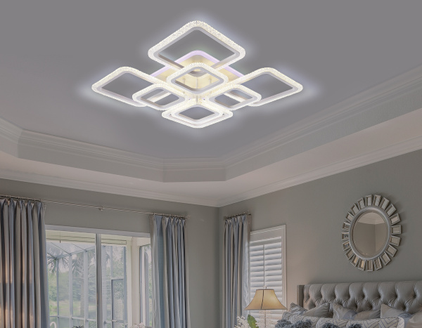 Купить Ambrella Потолочный светодиодный светильник с пультом FA5303 WH белый 171W 840*840*130 (ПДУ РАДИО 2.4)