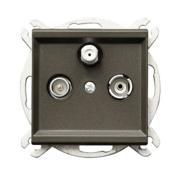 Ospel Sonata Шоколадный металлик Розетка TV-SAT проходная,коэффициент затухания 1,2 дБ GPA-RSP/m/40