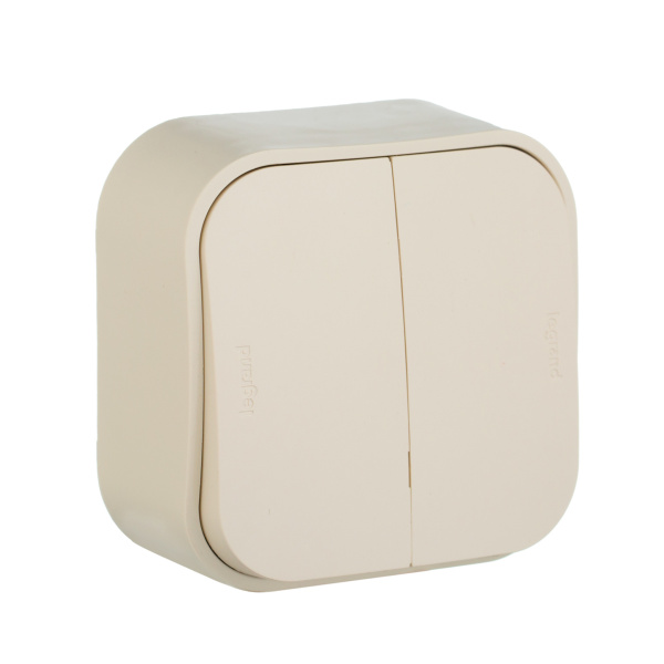 Legrand Quteo Бежевый Переключатель 2-клавишный 10А 782236