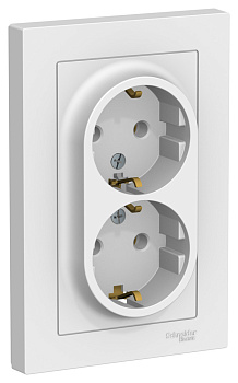Systeme Electric AtlasDesign Лотос Розетка двойная с/з, 16А, в сборе