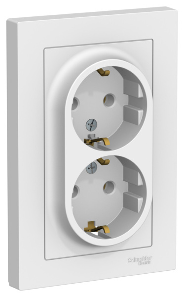 Systeme Electric AtlasDesign Лотос Розетка двойная с/з, 16А, в сборе