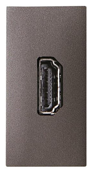 ABB Zenit Антрацит Механизм HDMI разъёма, тип А, с HDMI разъёмом мама на тыльной стороне, 1-модульный 2CLA215570N1801
