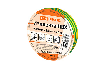 TDM Изолента длина 20м, ширина 15мм, желто-зеленая SQ0526-0017