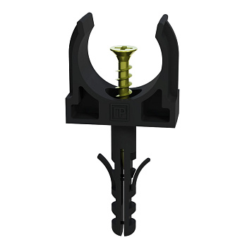 Промрукав Крепеж-клипса с дюбелем и саморезом черная д32 в малой упаковке (10шт/450шт уп/кор) PR13.0314