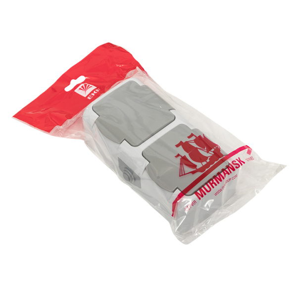 Купить EKF PROxima Мурманск Розетка 2-местная 16А с заземлением с крышкой IP54 серый с защитными шторками