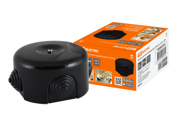 TDM Коробка распаячная фарфоровая D7,8х4,5см черная SQ2802-0014