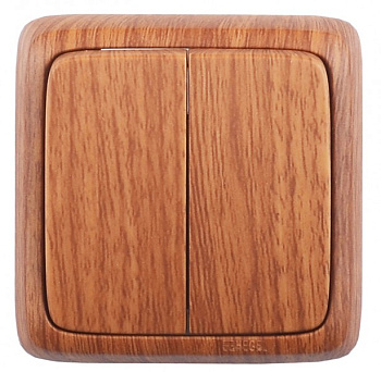 Hegel Альфа наруж Дуб ВА10-153-05 Выключатель 2-клавишный с изол. пластиной