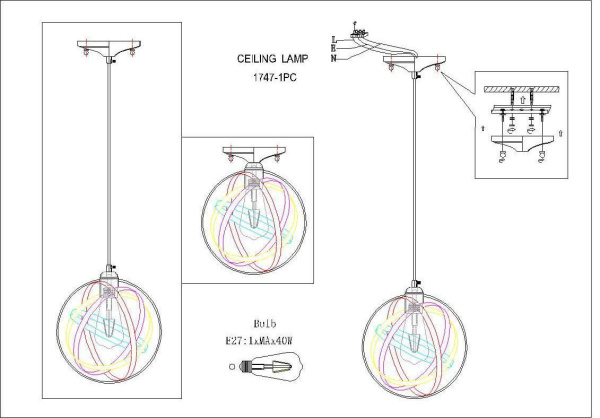 Купить Favourite Carrera Черный Светильник с системой 2в1 (люстра/потолочный) 1*E27*40W 1747-1PC