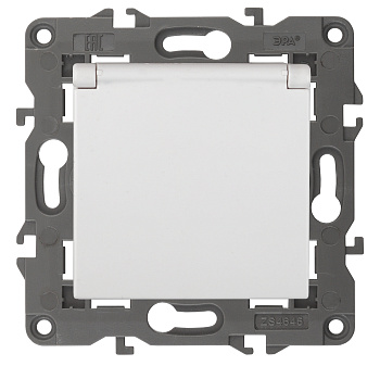 ЭРА 14-2103-01 Elegance Белый Розетка с/з со шт с крышкой