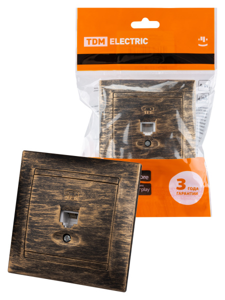 TDM Розетка телефонная RJ11 старинное серебро "Лама" SQ1815-0656