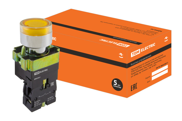 TDM Кнопка BW3561 с подсветкой желтый 1з SQ0704-0056