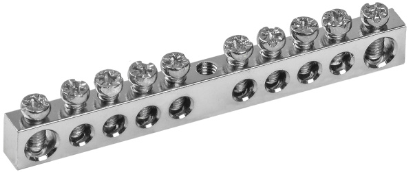 IEK Шина PEN "земля-ноль" 6х9мм 10/1 Ni (10групп/крепеж по центру)