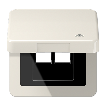 JUNG Накладка и крышка для двойных UAE розеток с символом "сеть" термопласт слоновая кость CD590KLLAN