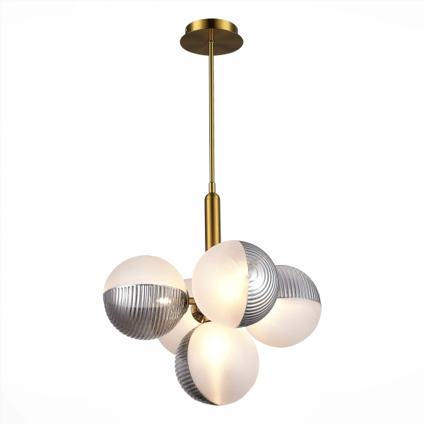 Evoluce SLE1096-203-05 Светильник подвесной Матовое золото/Белый, Дымчатый G9 5*5W