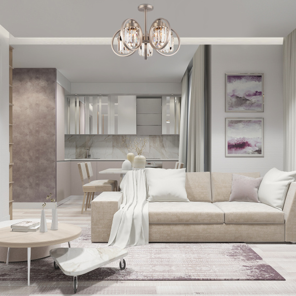 Купить Eurosvet 10128/5 Светильник потолочный сатин-никель/прозрачный хрусталь Strotskis a054437