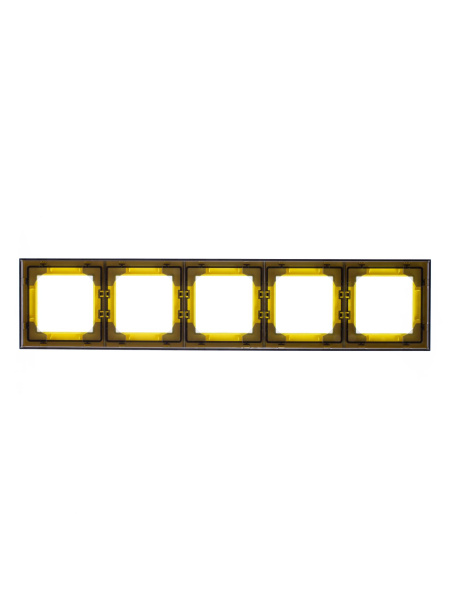 Купить ABB EPJ Levit жёлтый / дымчатый чёрный Рамка 5 поста 2CHH015050A6064