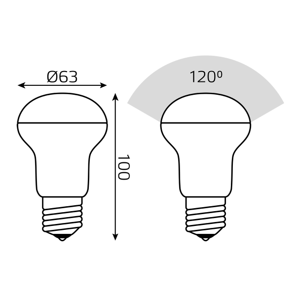 Купить Gauss Лампа Elementary R63 8W 650lm 3000K Е27 LED 1/10/50 63218