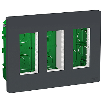 SE Unica System+ Антрацит Блок скрытой установки 3х2 NU173454